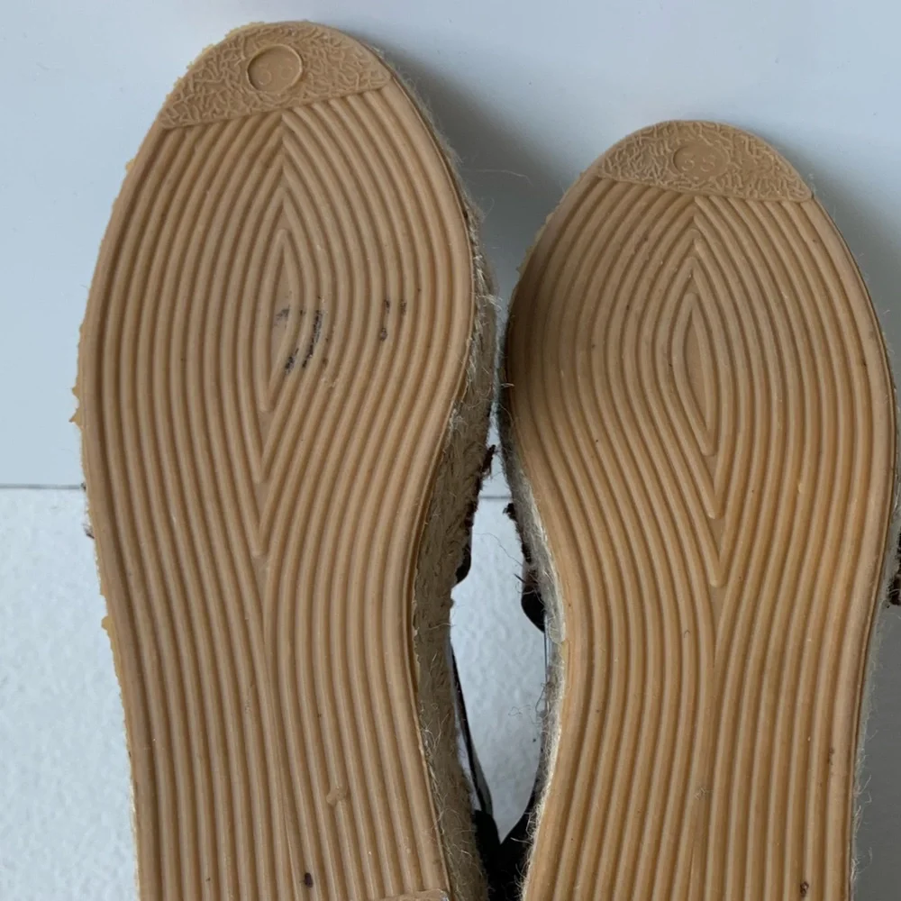 Bettye‎ Muller Espadrilles flats, Black, tan and Bronze slip-on, size 38 or US 7